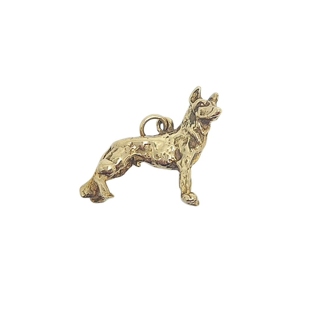9ct Yellow Gold German Shepherd Dog Charm