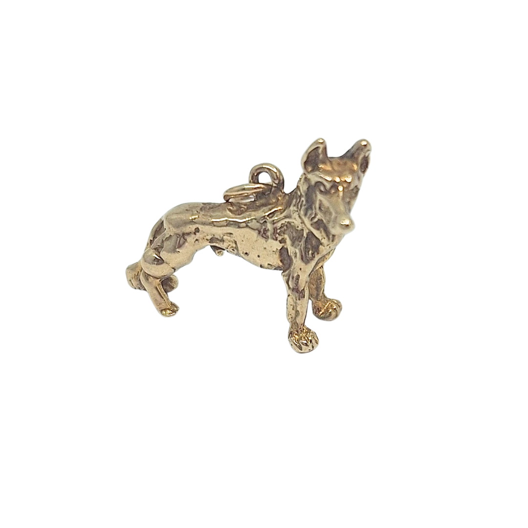 9ct Yellow Gold German Shepherd Dog Charm