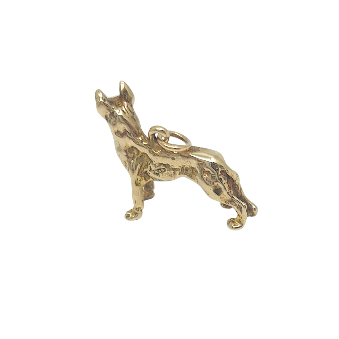 9ct Yellow Gold German Shepherd Dog Charm