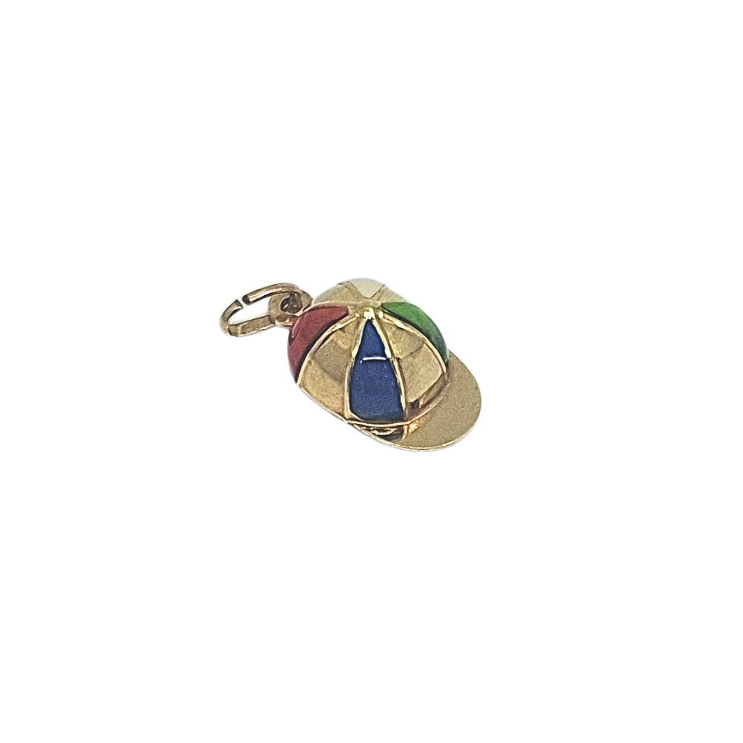 9ct Yellow Gold Enamel Jockey Hat Charm