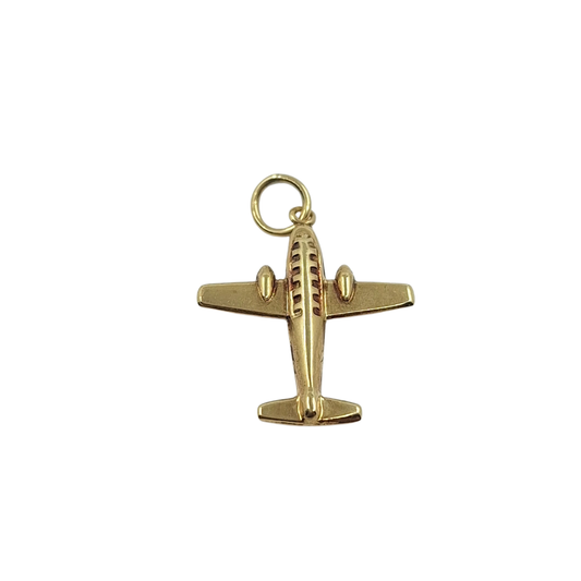 9ct Yellow Gold Hollow Aeroplane Charm
