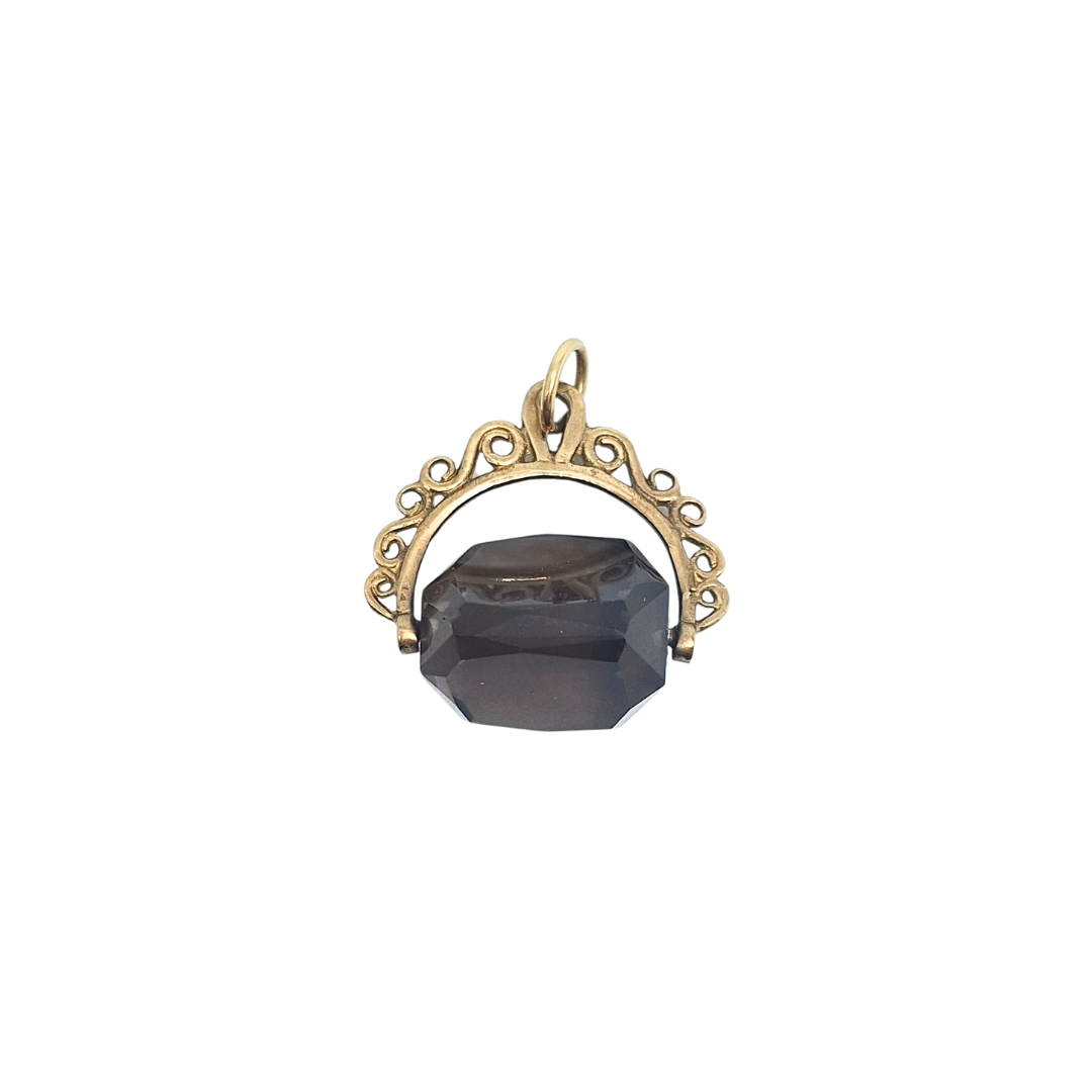 9ct Yellow Gold Spinning Brown Stone Charm