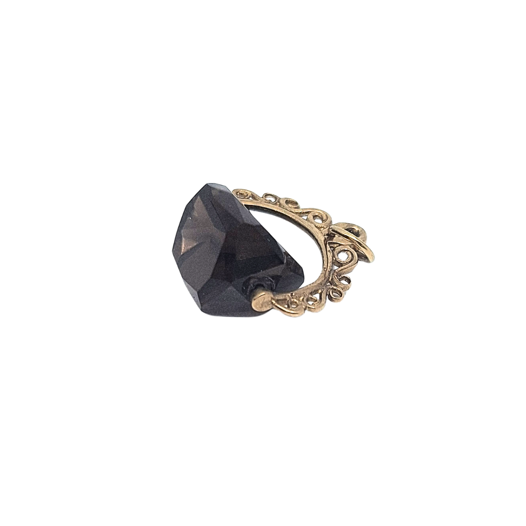 9ct Yellow Gold Spinning Brown Stone Charm