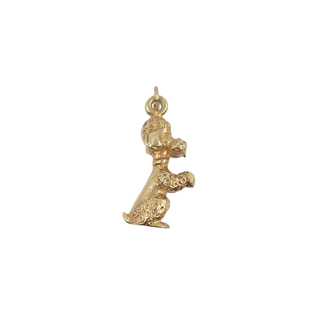 9ct Yellow Gold Solid Poodle Dog Charm