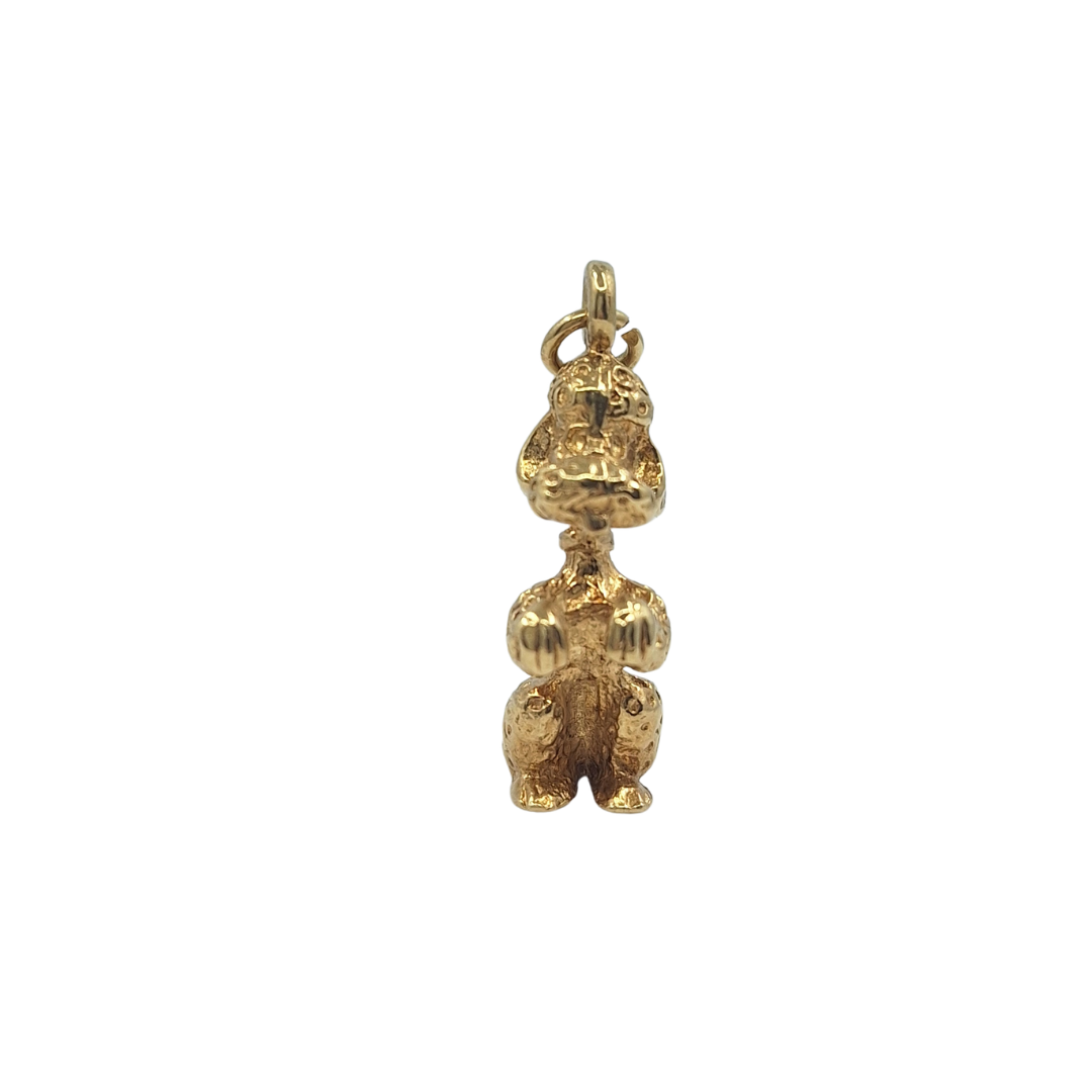 9ct Yellow Gold Solid Poodle Dog Charm