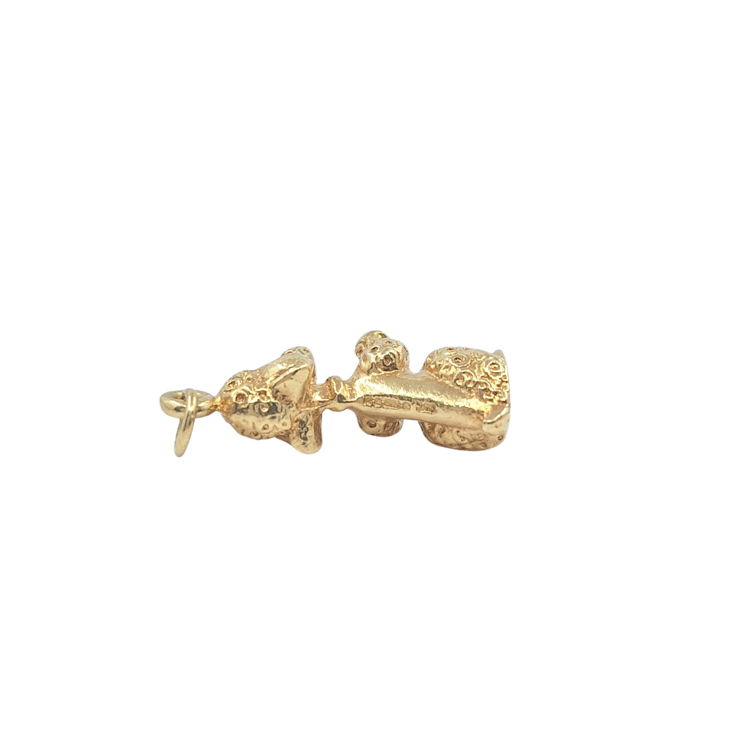 9ct Yellow Gold Solid Poodle Dog Charm
