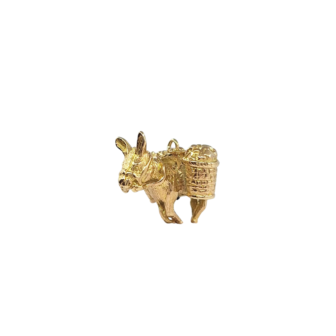 9ct Yellow Gold Solid Donkey Charm