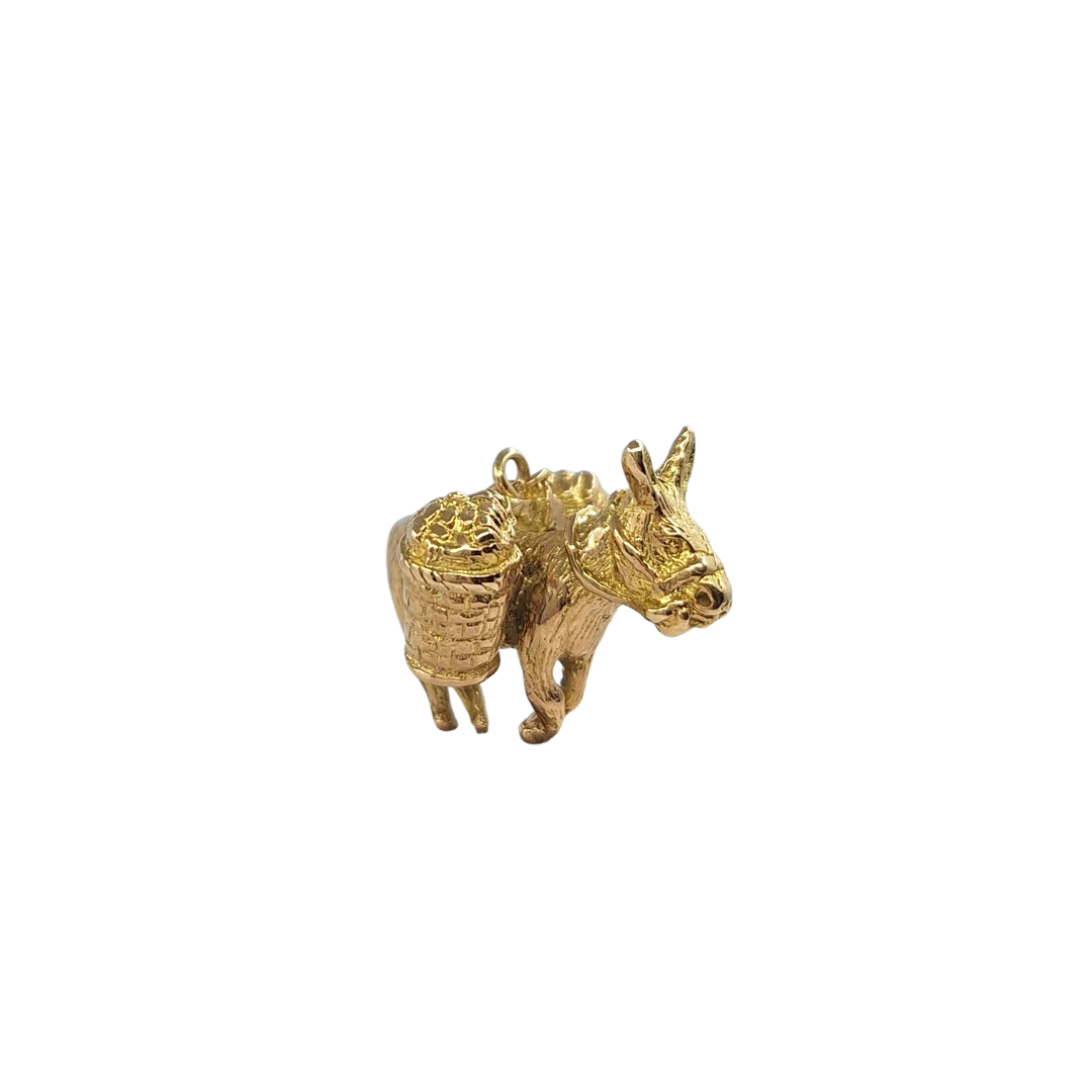 9ct Yellow Gold Solid Donkey Charm