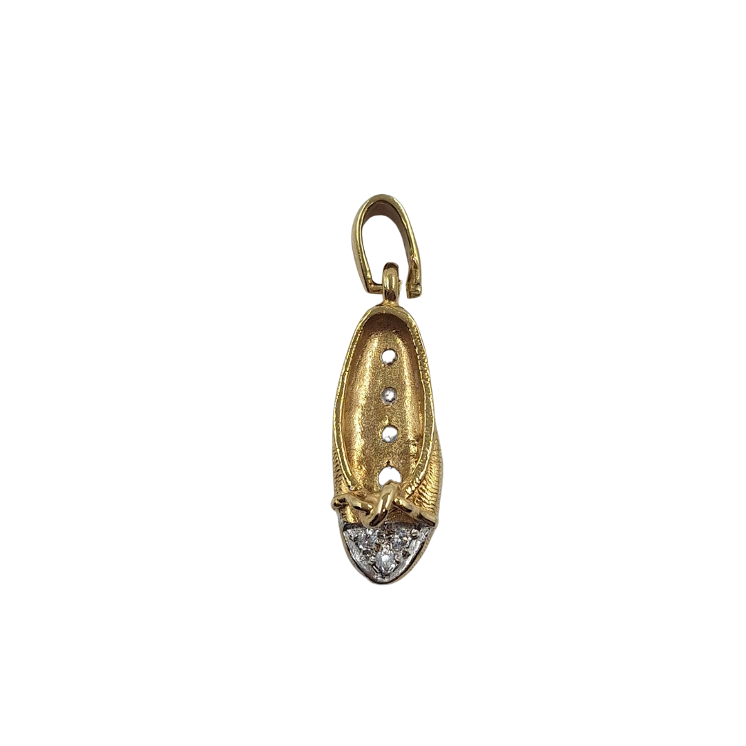 9ct Yellow Gold Cz Slipper Shoe Charm