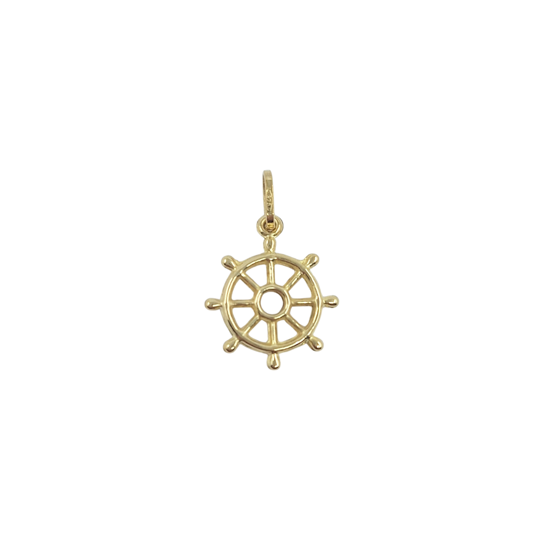 9ct Yellow Gold Solid Ships Wheel Charm