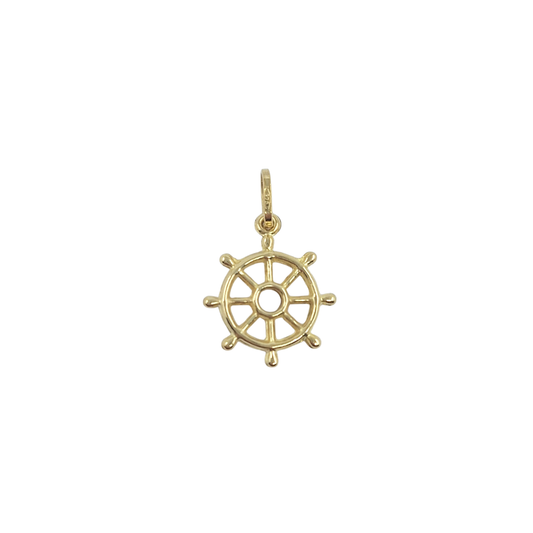 9ct Yellow Gold Solid Ships Wheel Charm