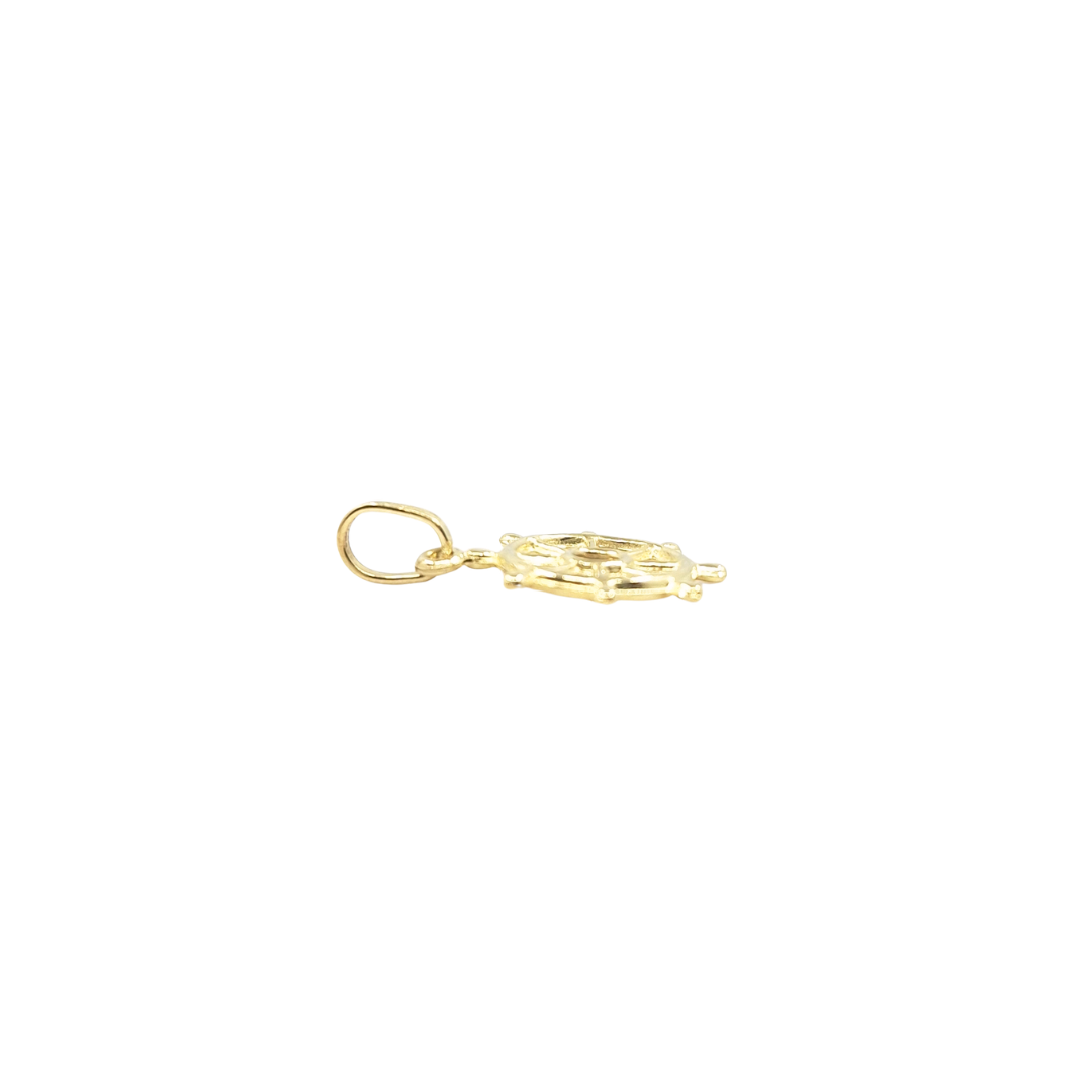9ct Yellow Gold Solid Ships Wheel Charm