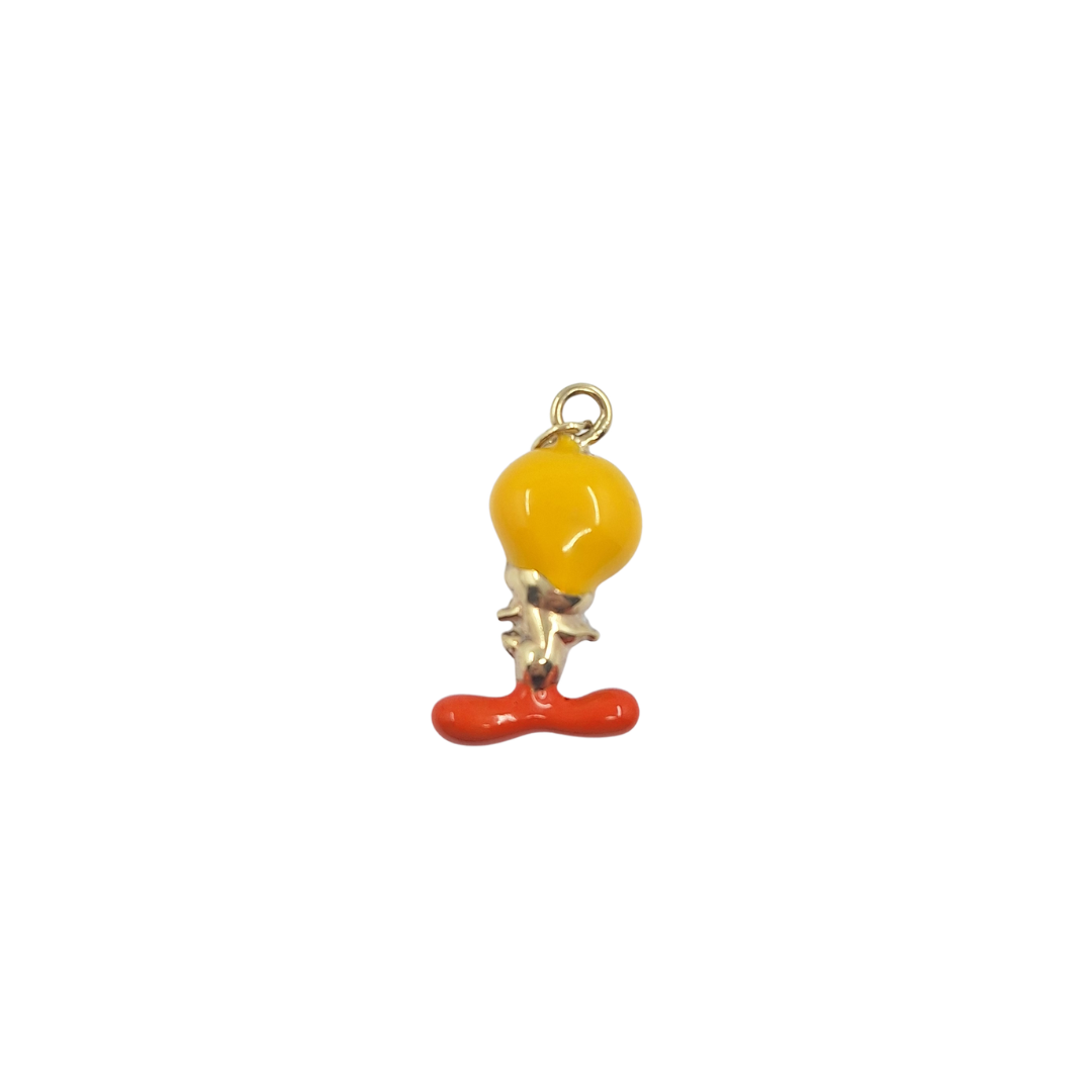 9ct Yellow Gold Hollow Enamel Tweety Pie Charm