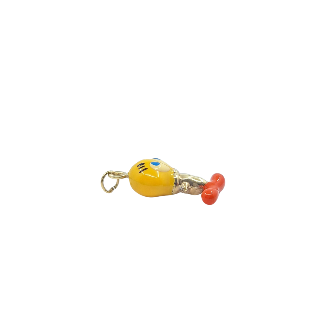 9ct Yellow Gold Hollow Enamel Tweety Pie Charm