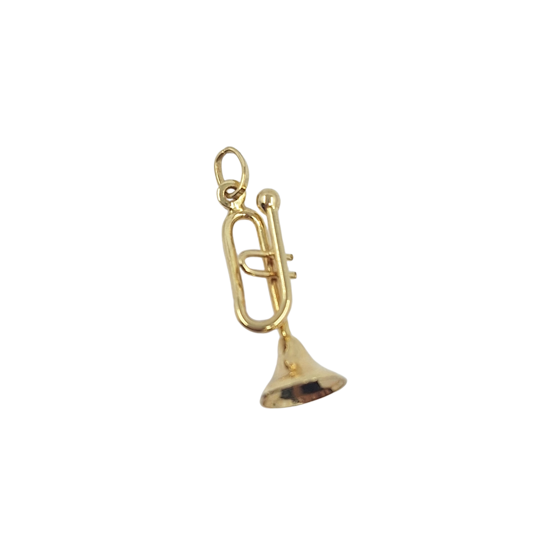 9ct Yellow Gold Solid Trumpet Charm