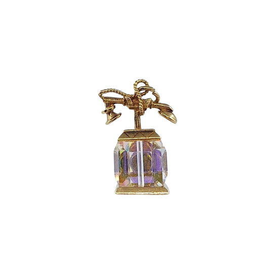 9ct Yellow Gold And Glass Telephone Charm