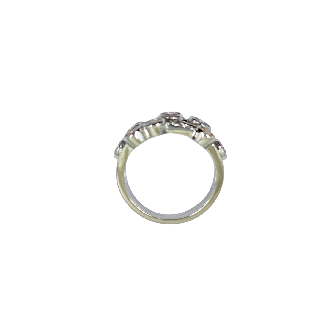Silver Pastel Colour Bezel Set Cubic Zirconia Ring