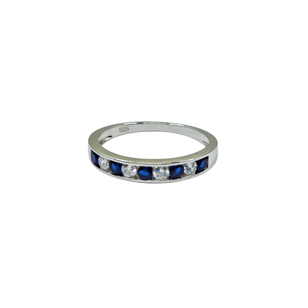 Silver Blue & White Cubic Zirconia Eternity Ring