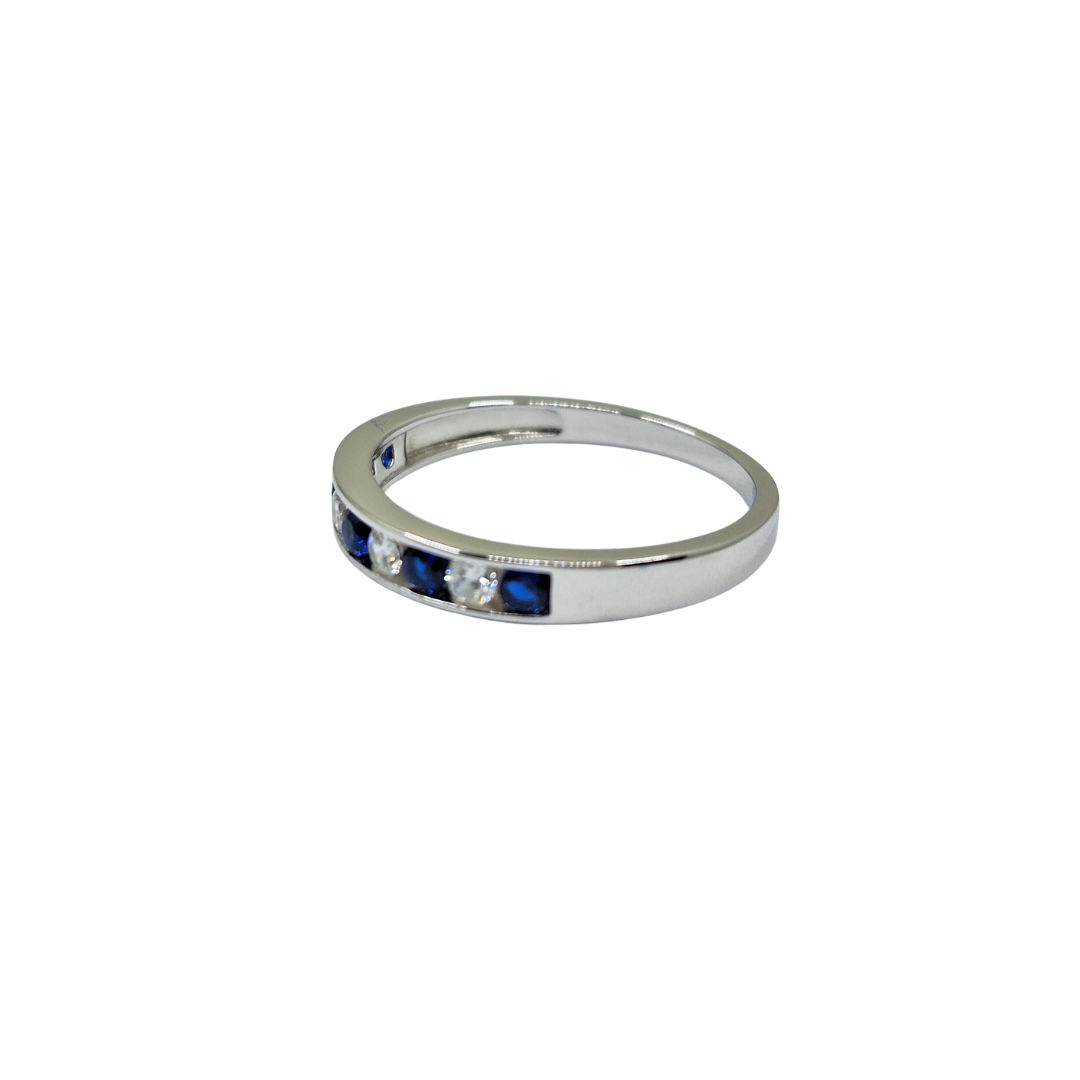 Silver Blue & White Cubic Zirconia Eternity Ring