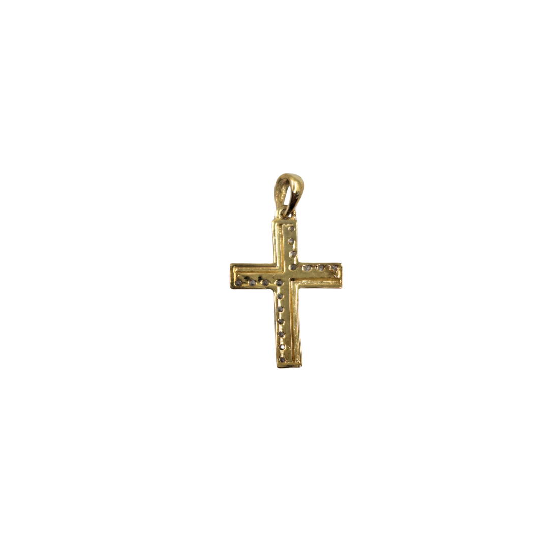 9ct 2 Colour Gold Cubic Zirconia Cross Pendant