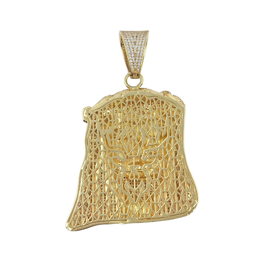 9ct Yellow Gold CZ Jesus Head Pendant