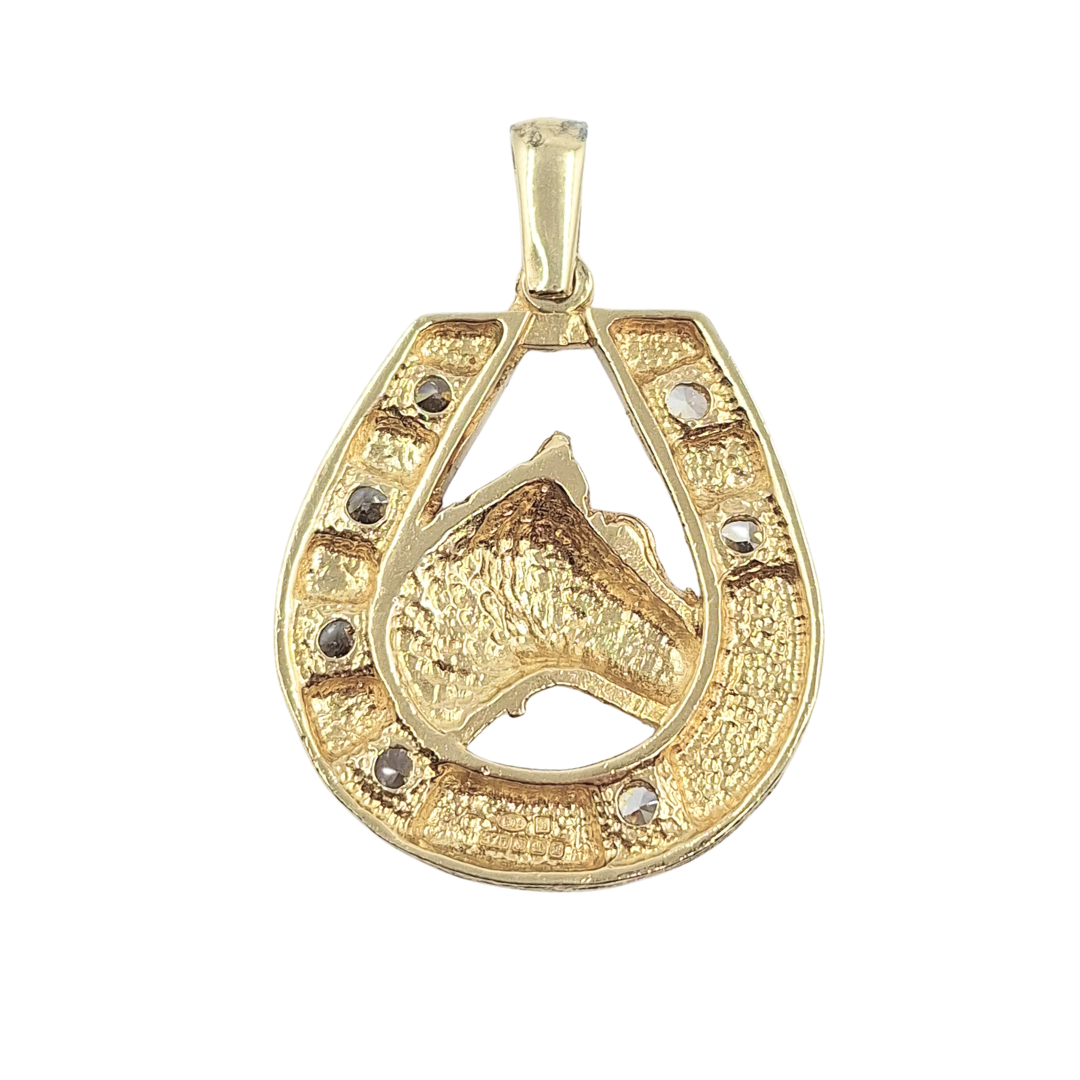 9ct Yellow Gold CZ Horseshoe & Head Pendant