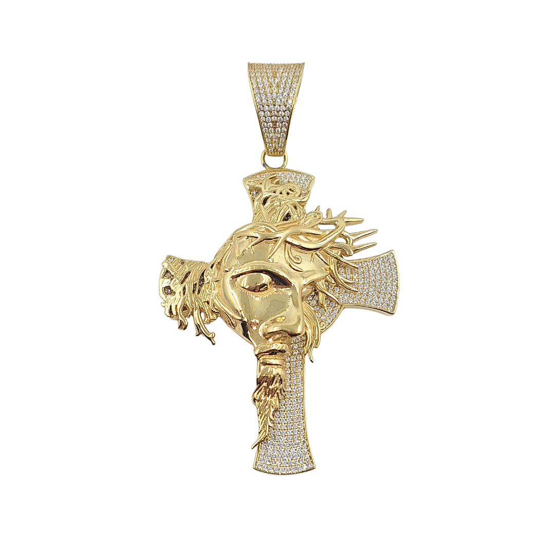 9ct Yellow Gold CZ Jesus Cross