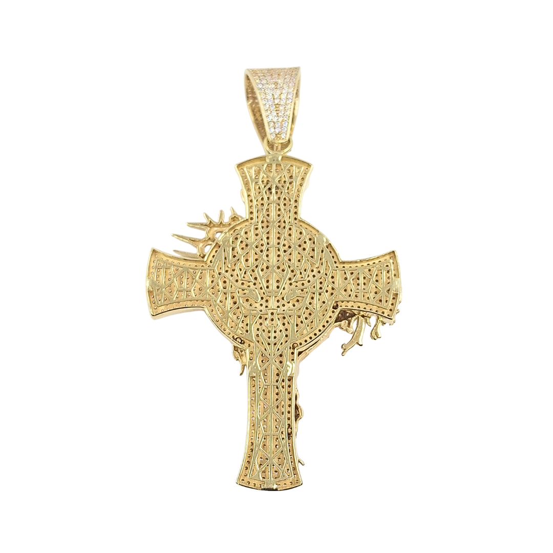 9ct Yellow Gold CZ Jesus Cross