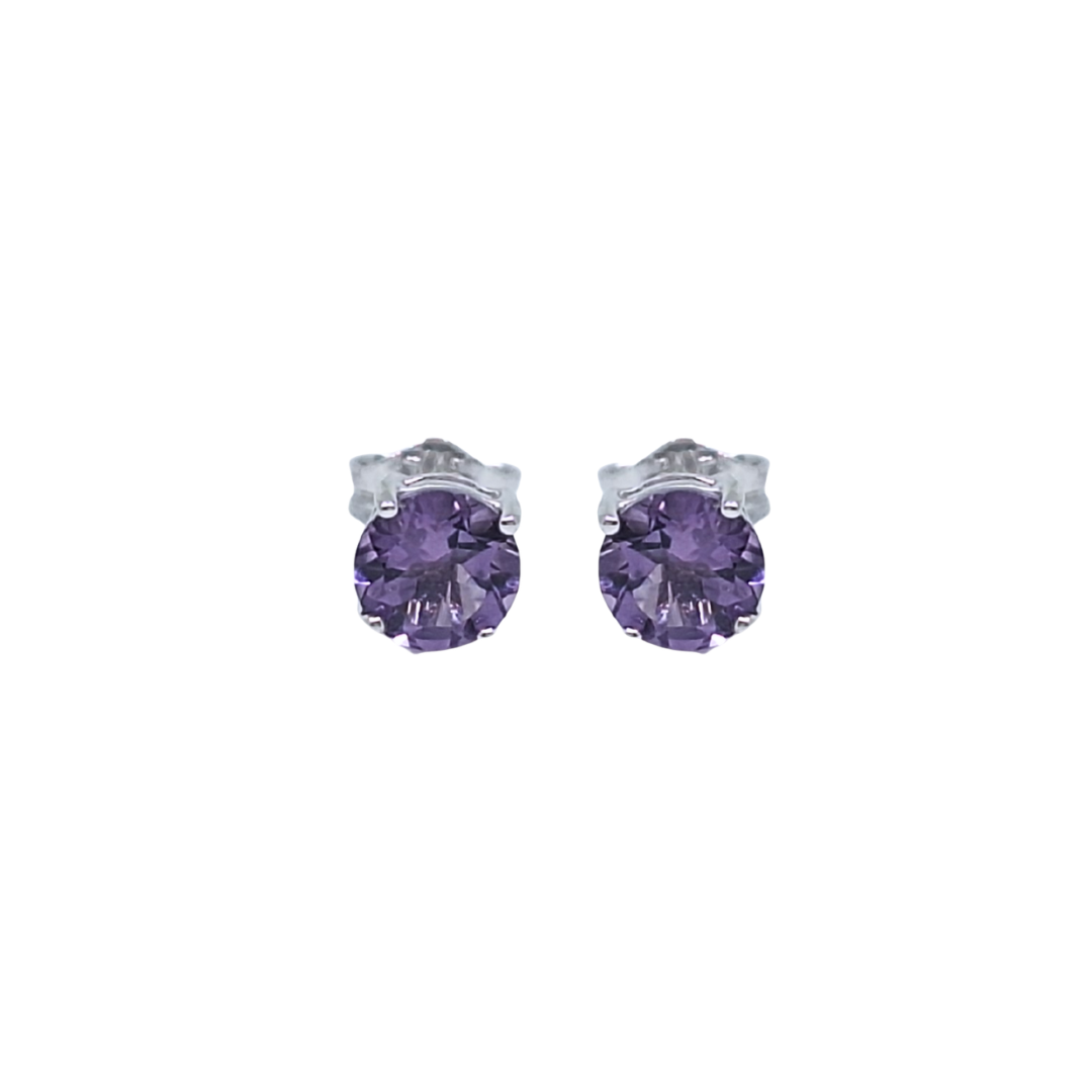 9ct White Gold Amethyst Stud Earrings