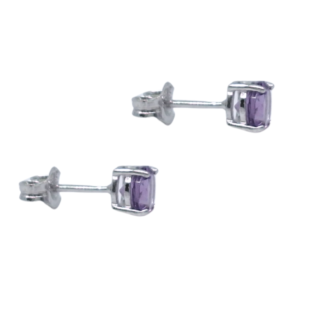 9ct White Gold Amethyst Stud Earrings