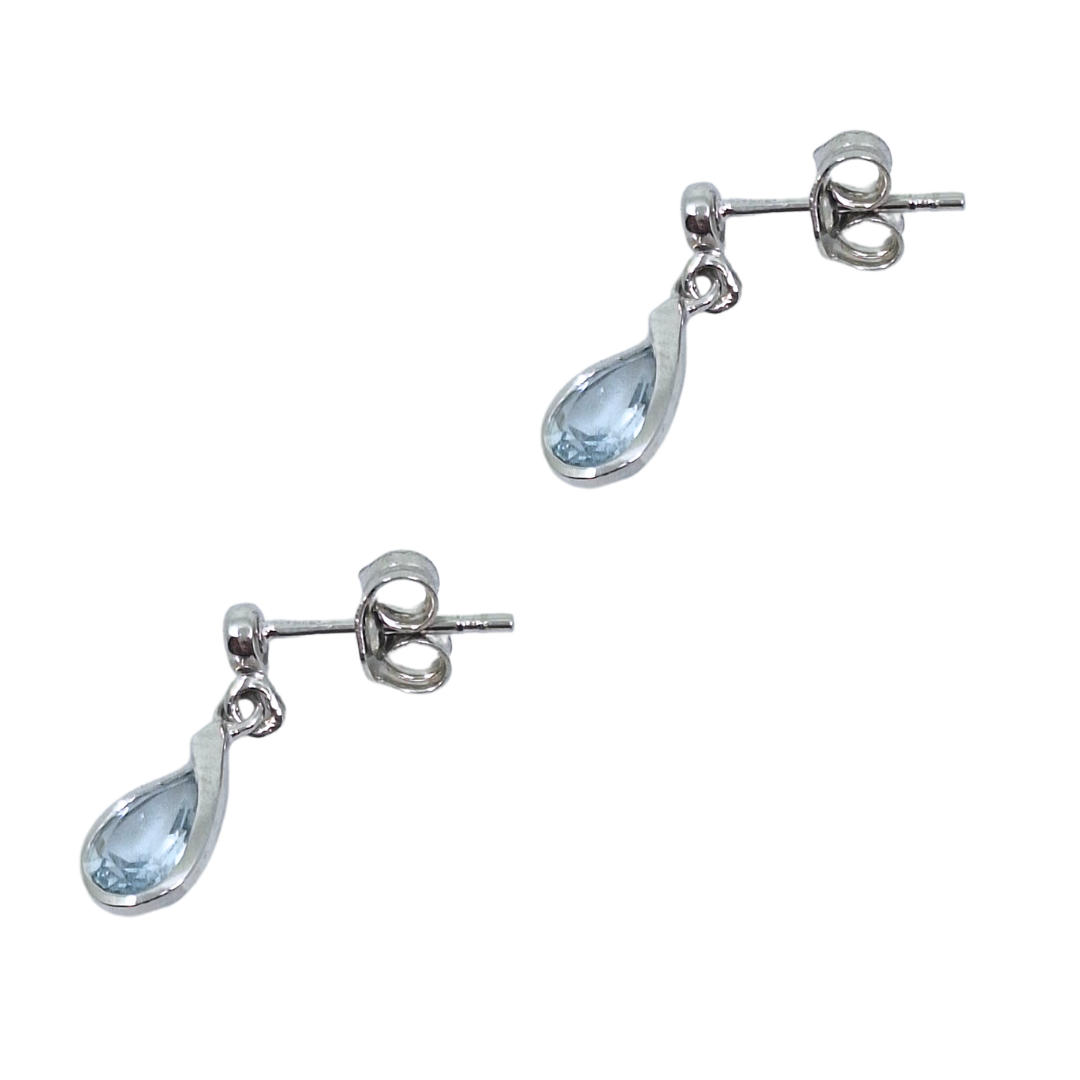 9ct White Gold Aquamarine Drop Earrings