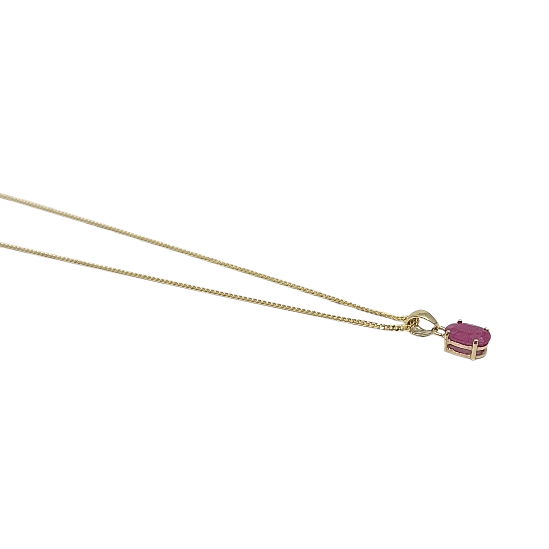 9ct Yellow Gold Ruby Pendant & Chain 16-18"
