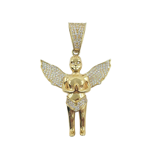 9ct Yellow Gold CZ Angel Pendant