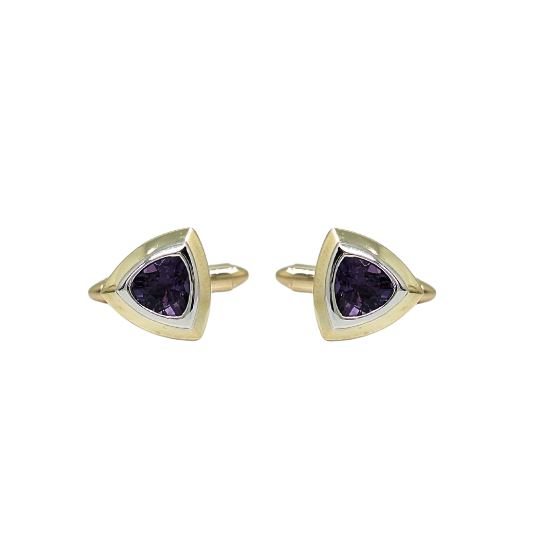 9ct Yellow Gold Two Colour Gold Amethyst Cufflinks