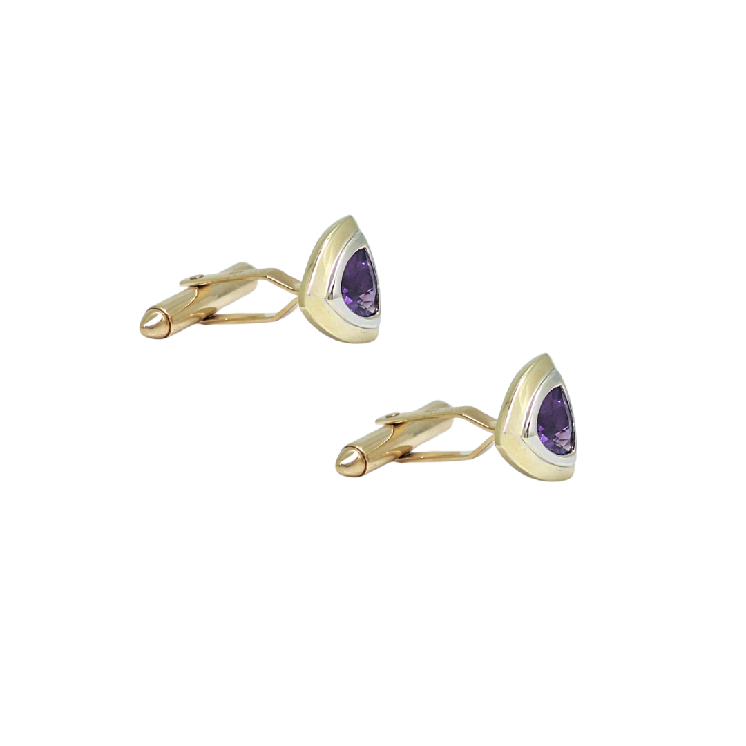 9ct Yellow Gold Two Colour Gold Amethyst Cufflinks