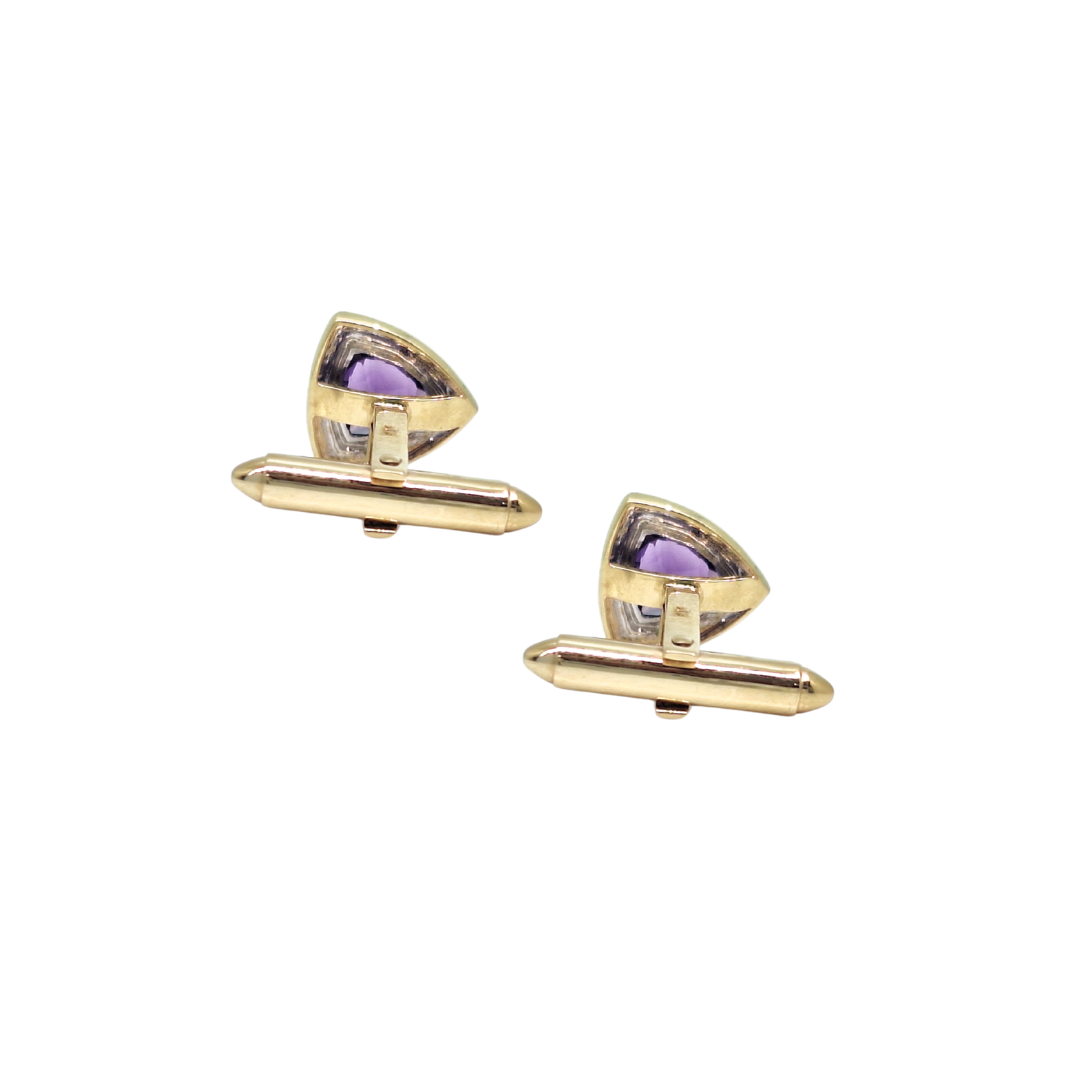 9ct Yellow Gold Two Colour Gold Amethyst Cufflinks