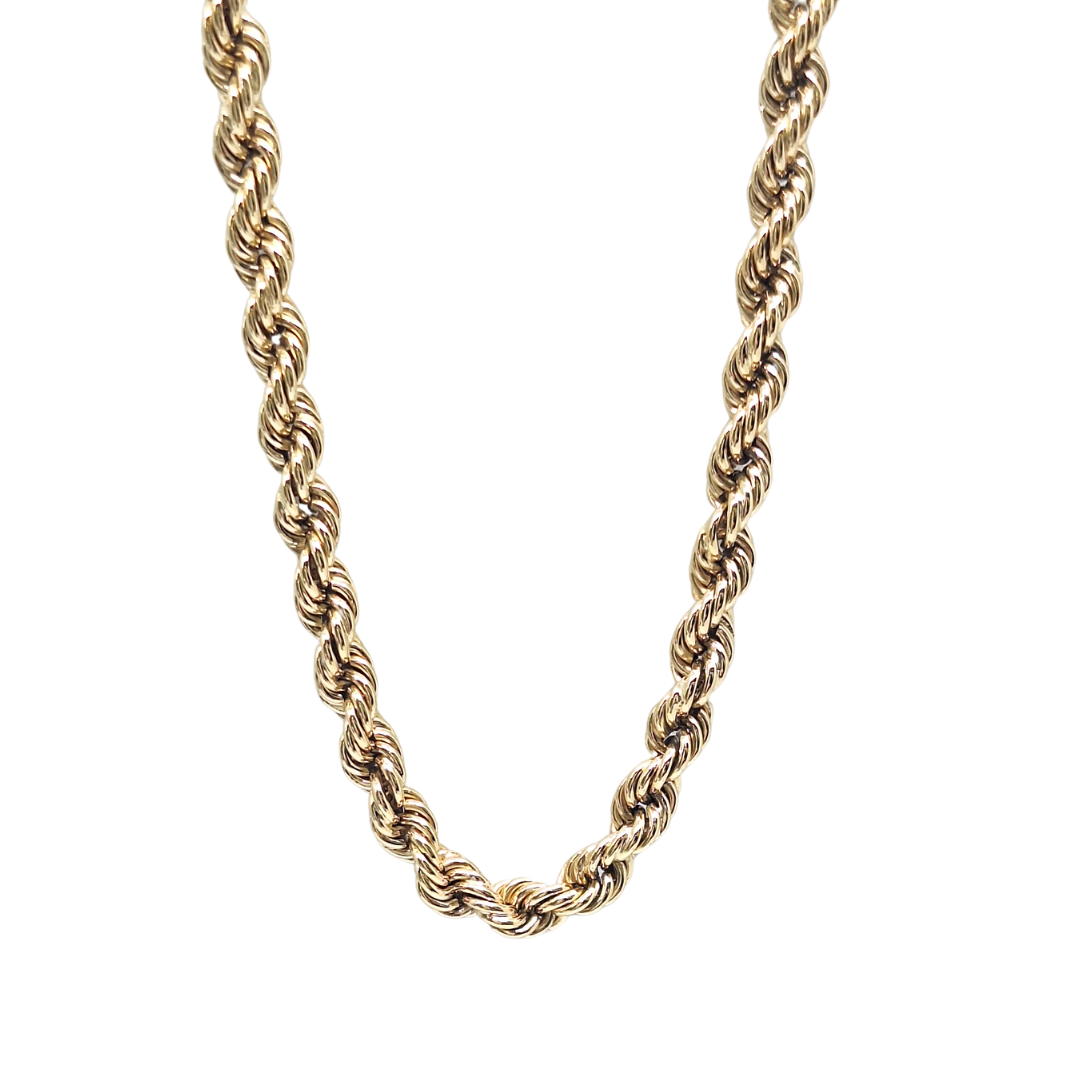 9ct Yellow Gold Solid Rope Chain 22"