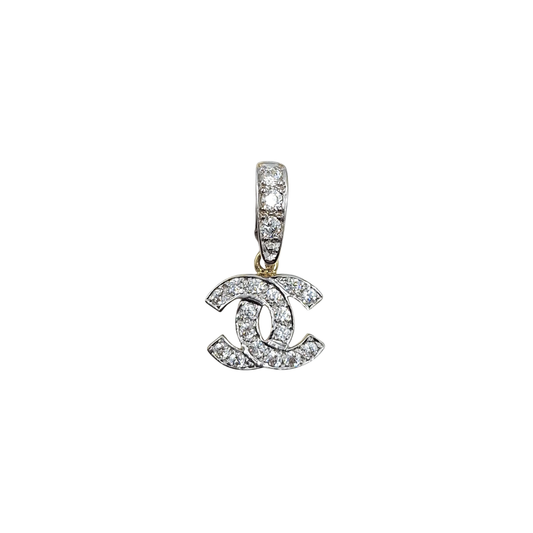 9ct Yellow Gold CZ CC Pendant