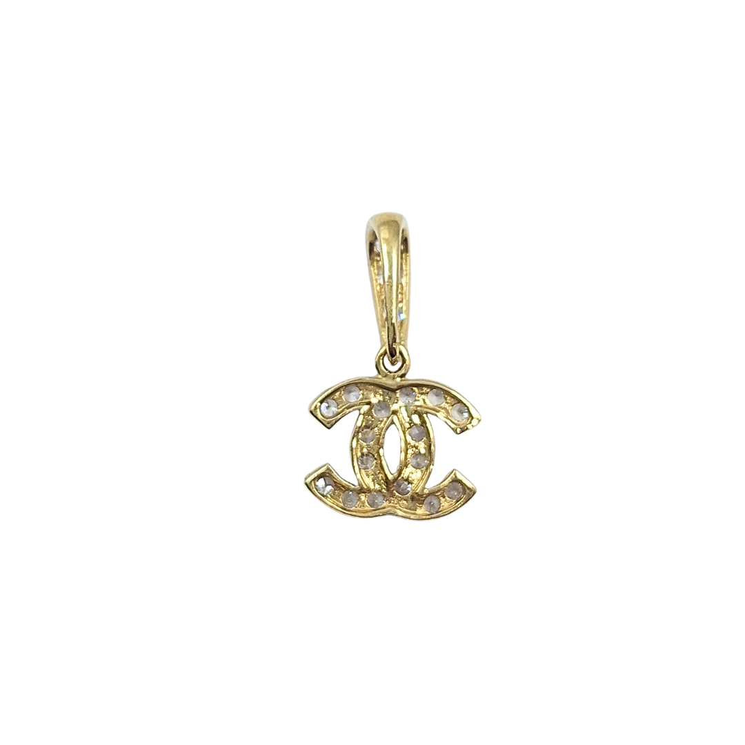 9ct Yellow Gold CZ CC Pendant