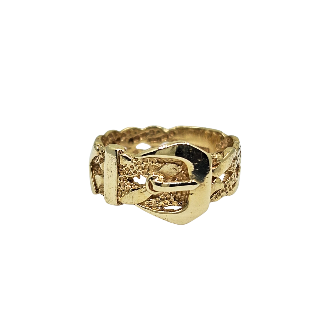 9ct Yellow Gold Woven Buckle Ring