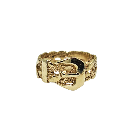 9ct Yellow Gold Woven Buckle Ring