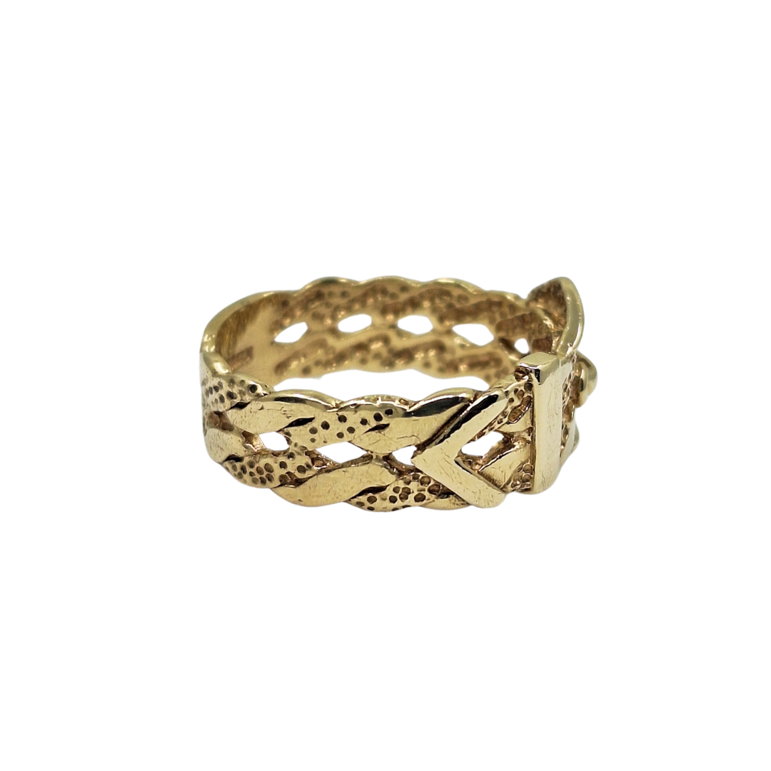 9ct Yellow Gold Woven Buckle Ring
