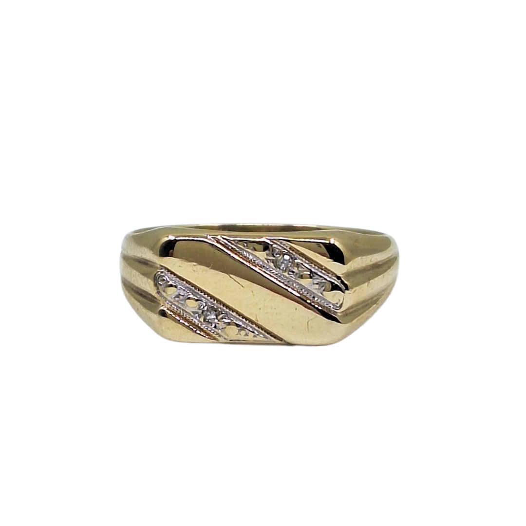 9ct Yellow Gold Diamond Signet Ring