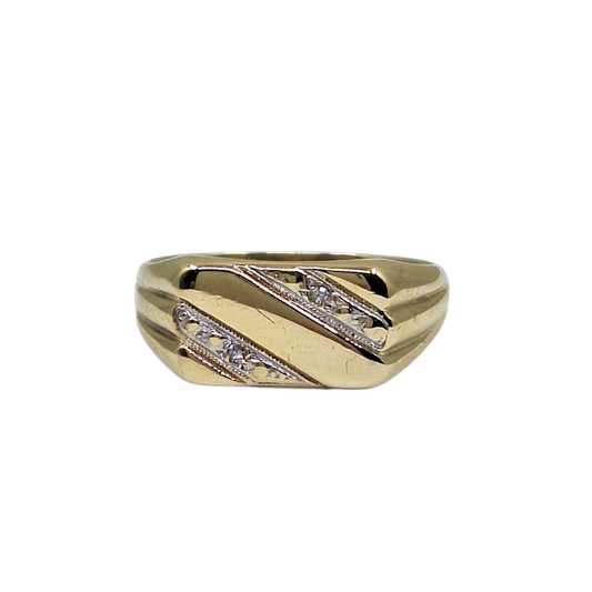9ct Yellow Gold Diamond Signet Ring
