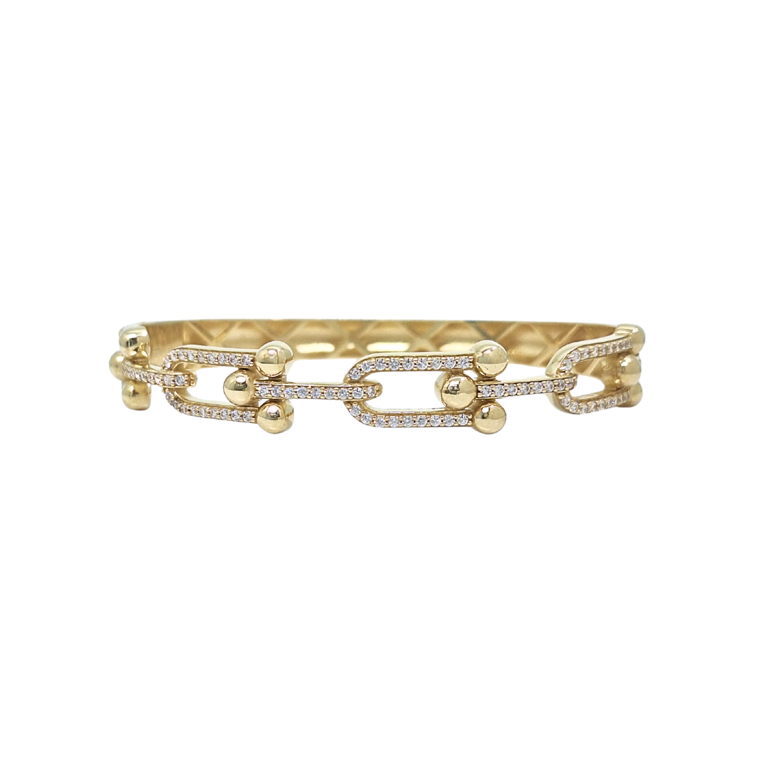 14ct Yellow Gold CZ Hinged Bangle