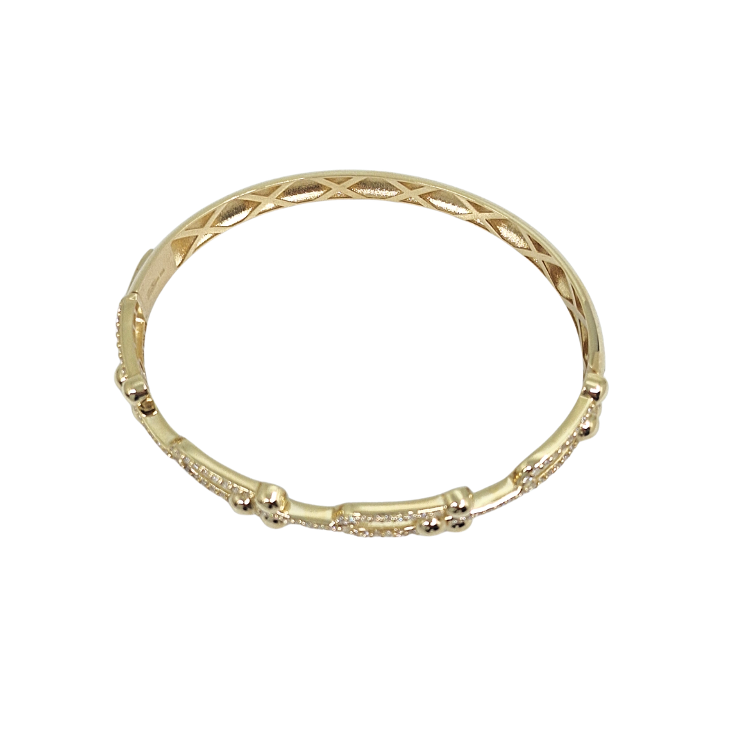 14ct Yellow Gold CZ Hinged Bangle