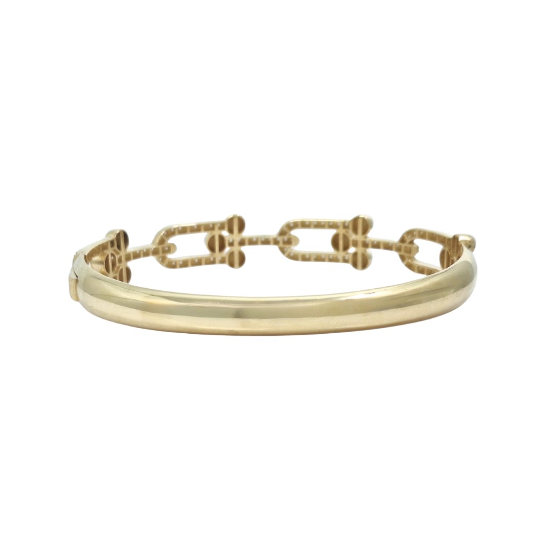14ct Yellow Gold CZ Hinged Bangle