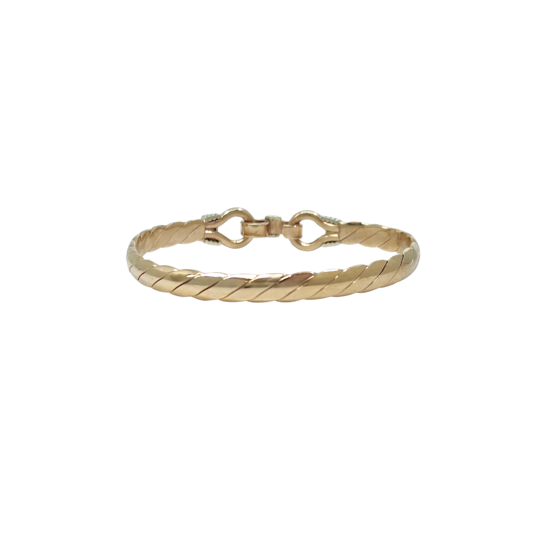 9ct Two Colour Gold Childs Hook Bangle