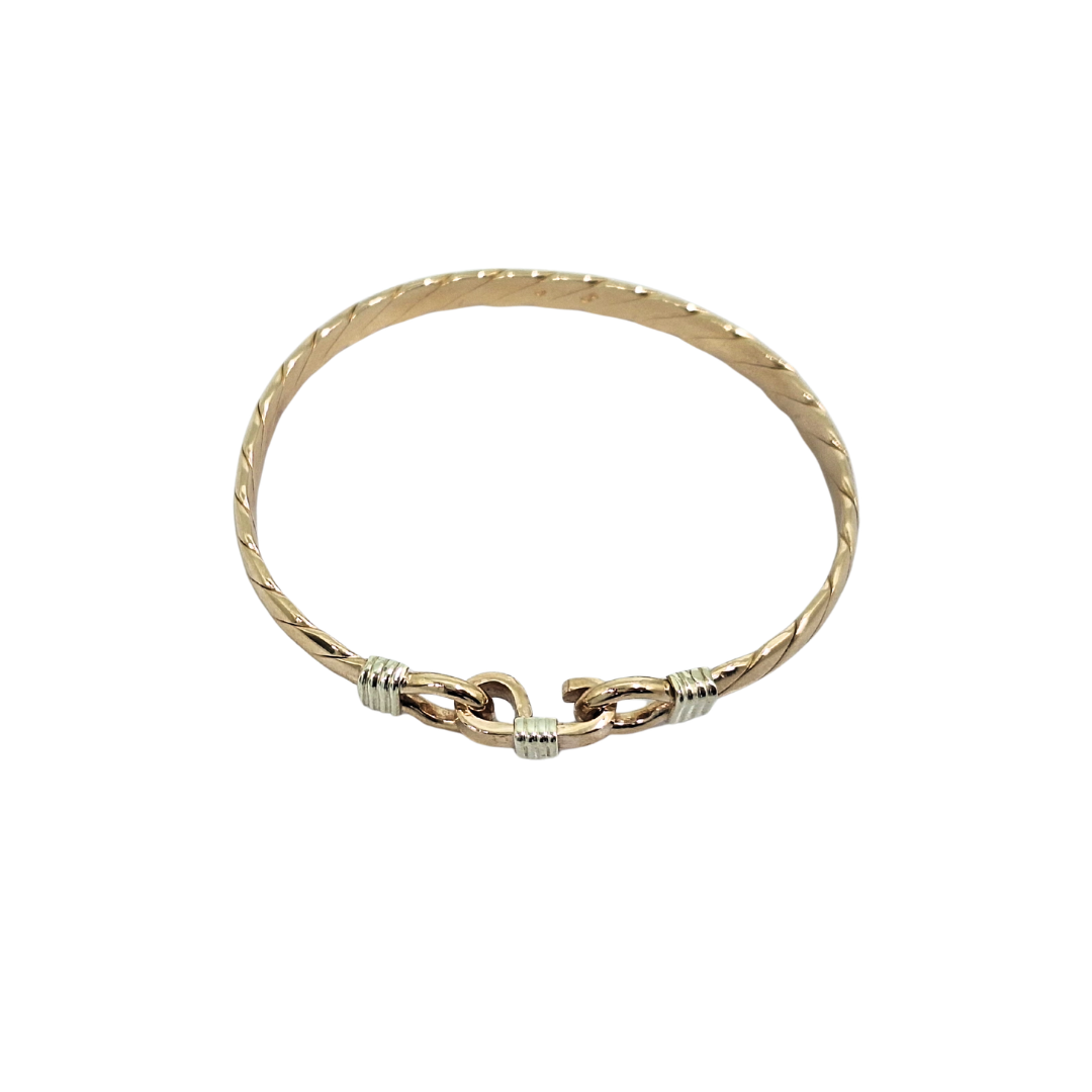 9ct Two Colour Gold Childs Hook Bangle