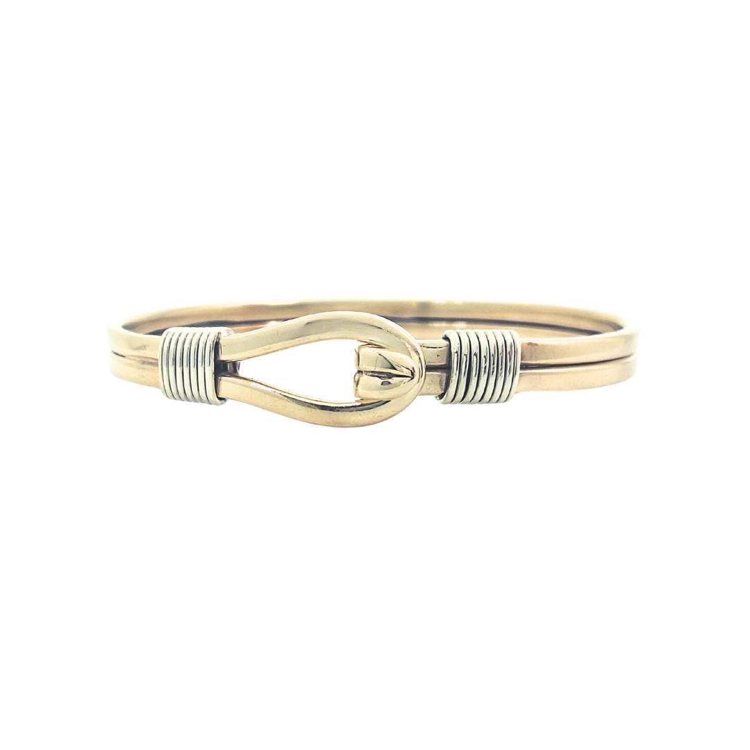9ct Two Colour Gold Hook Bangle